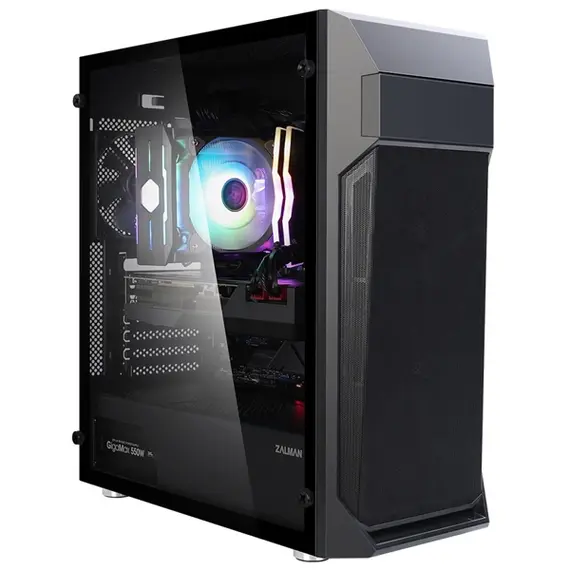 ქეისი Zalman PC case Z1 Plus without PSU, 2xUSB3.0, 1xUSB2.0, 3x120mm, VGA 385mm, LCS ready, TG Side Panel, ATX, black , 3 image - Primestore.ge