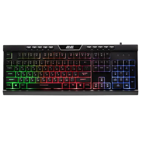 კლავიატურა 2E GAMING Membrane keyboard KG300 114key, USB-A, EN/RU, LED, black  - Primestore.ge