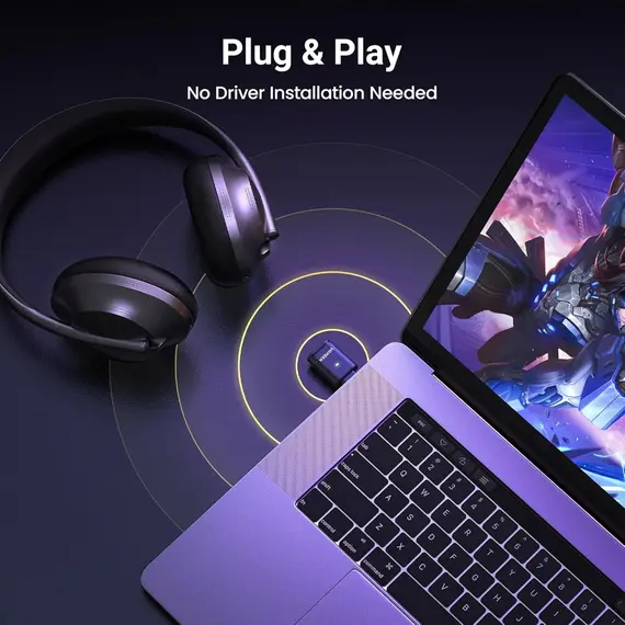 Bluetooth ადაპტერი UGREEN BT501 (45008), Bluetooth Transmitter Audio Adapter fOR PS5, Black - Primestore.ge