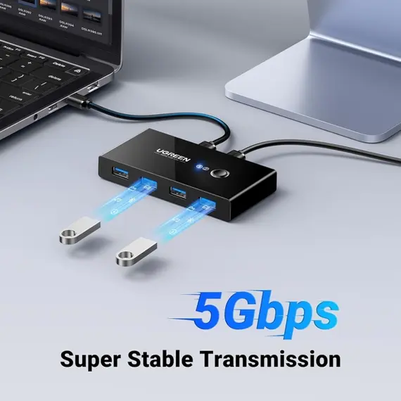 სვიჩი UGREEN US216 (30768), 2 In 4 Out USB 3.0 Sharing Switch Box, Black - Primestore.ge