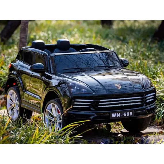 ბავშვის ელექტრო მანქანა porsche WN-608-BLACK, ტყავის სავარძლით - Primestore.ge