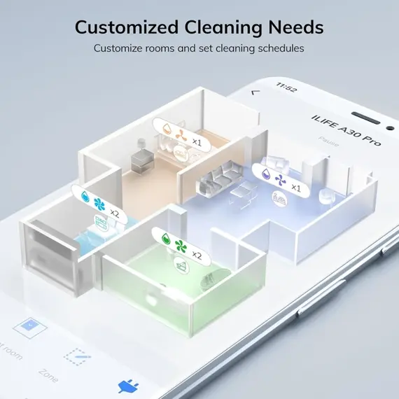 რობოტი მტვერსასრუტი Ilife A30 Pro, 5000Pa, LiDAR, Robot Vacuum Cleaner, White , 2 image - Primestore.ge