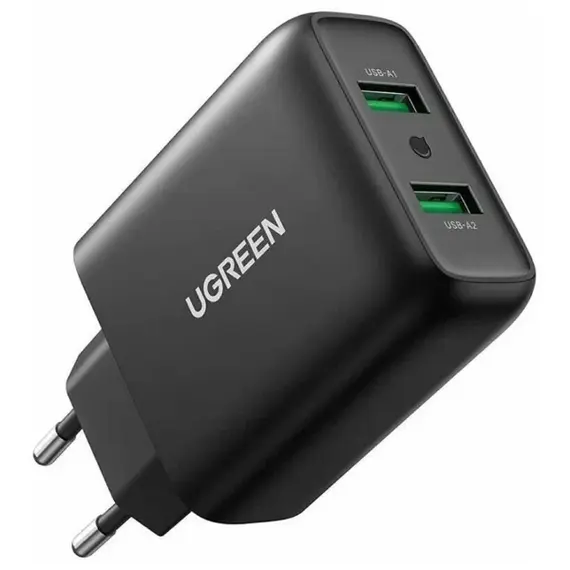 მობილურის დამტენი UGREEN CD161 (10216), 36W, USB, Fast Charger, Black - Primestore.ge