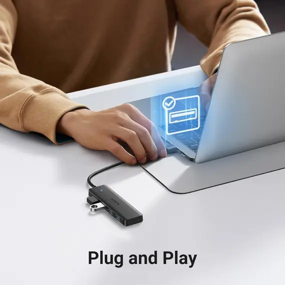 USB ჰაბი UGREEN CM219 (25851), 4xUSB 3.0, USB Hub, Black - Primestore.ge