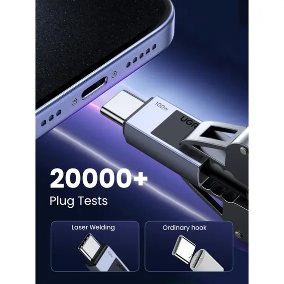 USB კაბელი UGREEN L512 (45065), 100W, Type-C to Type-C PD Fast Charging Cable, 3m, Space Gray - Primestore.ge