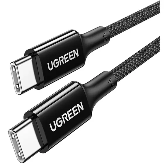 USB კაბელი UGREEN US557 (15275), 100W, Type-C to Type-C 2.0 Braided Fast Charging Cable, 1m, Black - Primestore.ge