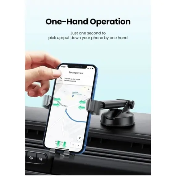 მობილურის დამჭერი UGREEN LP200 (60990B), Gravity Phone Holder With Suction Cup, Black - Primestore.ge