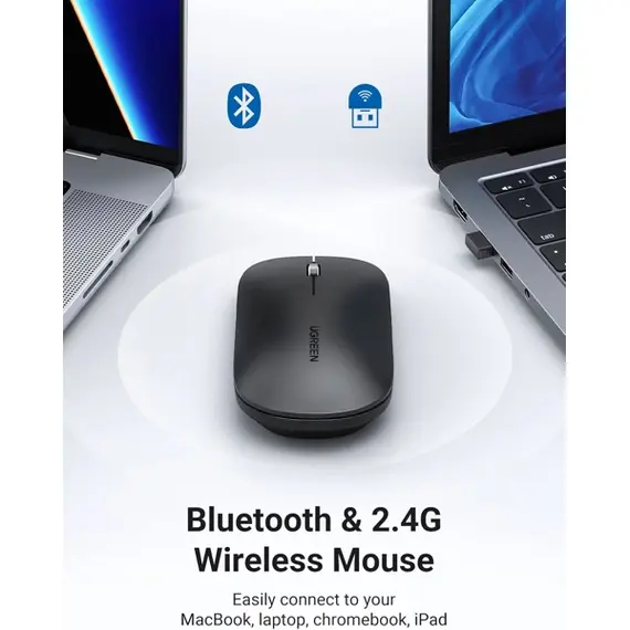 მაუსი UGREEN MU001 (90531), Wireless, Bluetooth, USB, Mouse, Starry Black , 5 image - Primestore.ge