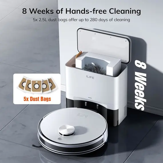 რობოტი მტვერსასრუტი Ilife A30 Pro, 5000Pa, LiDAR, Robot Vacuum Cleaner, White , 6 image - Primestore.ge