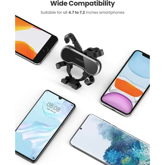მობილურის დამჭერი UGREEN LP228 (80539), Gravity Phone Holder For Car, Black - Primestore.ge