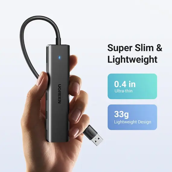 USB ჰაბი UGREEN CM219 (25851), 4xUSB 3.0, USB Hub, Black - Primestore.ge