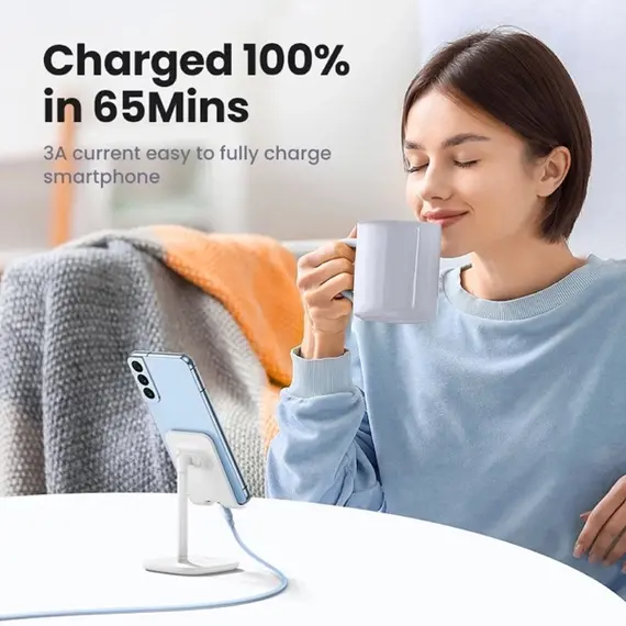 USB კაბელი UGREEN US563 (45180), 60W, Type-C to Type-C PD Fast Charging Silicone Cable, 1m, Purple - Primestore.ge