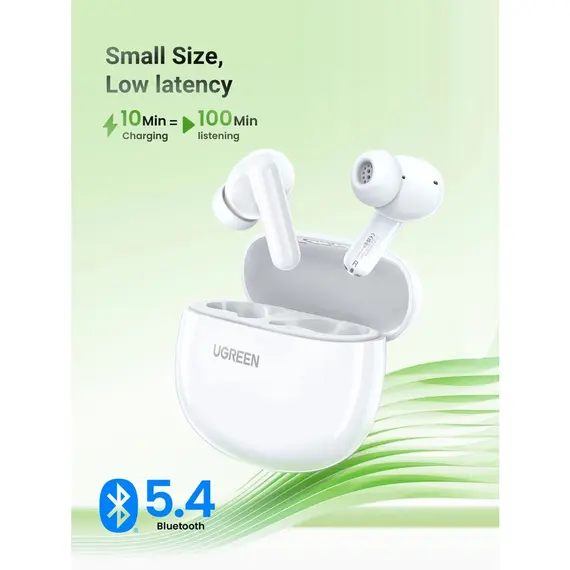 ყურსასმენი UGREEN WS207 (45110) HiTune P3, Earbuds, Wireless, Bluetooth, IPX5, White , 6 image - Primestore.ge