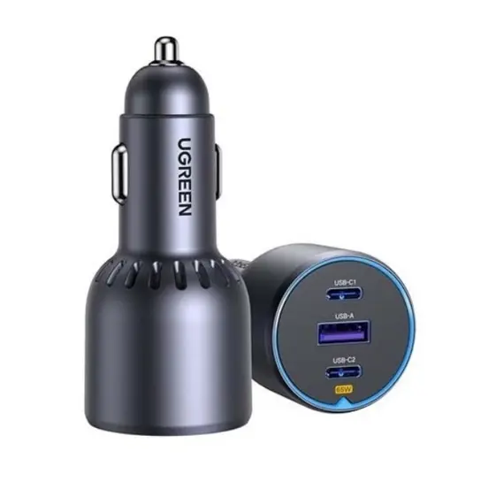 მანქანის დამტენი UGREEN EC703 (35024), 75W, Type-C, USB-A, 3 Port Fast Car Charger, Grey - Primestore.ge