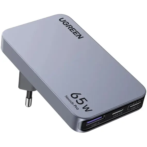 მობილურის დამტენი UGREEN X753 (25356) Nexode Pro, 65W, USB, Type-C, Ultra Slim Travel Adapter, Grey - Primestore.ge