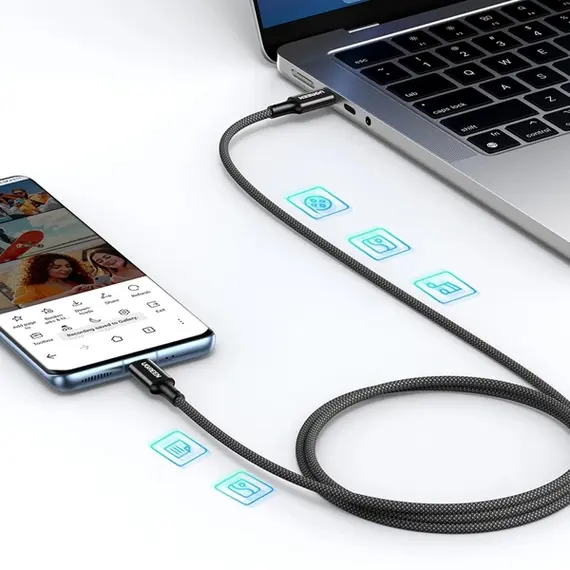 USB კაბელი UGREEN US557 (15275), 100W, Type-C to Type-C 2.0 Braided Fast Charging Cable, 1m, Black - Primestore.ge