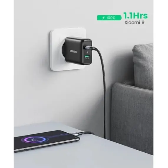 მობილურის დამტენი UGREEN CD161 (10216), 36W, USB, Fast Charger, Black - Primestore.ge