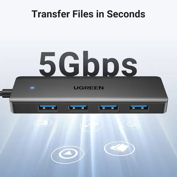 USB ჰაბი UGREEN CM219 (25851), 4xUSB 3.0, USB Hub, Black - Primestore.ge