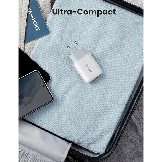 მობილურის დამტენი UGREEN CD122 (10133), 18W, USB Fast Charger, White - Primestore.ge