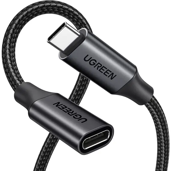 USB ადაპტერი UGREEN US372 (45191), 100W, Type-C Extension Cable, 1m, Black - Primestore.ge