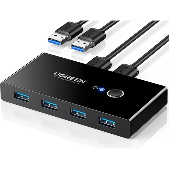 სვიჩი UGREEN US216 (30768), 2 In 4 Out USB 3.0 Sharing Switch Box, Black - Primestore.ge