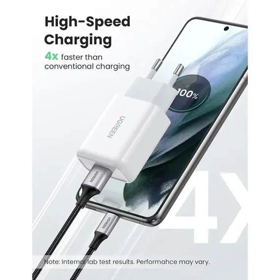 მობილურის დამტენი UGREEN CD122 (10133), 18W, USB Fast Charger, White - Primestore.ge