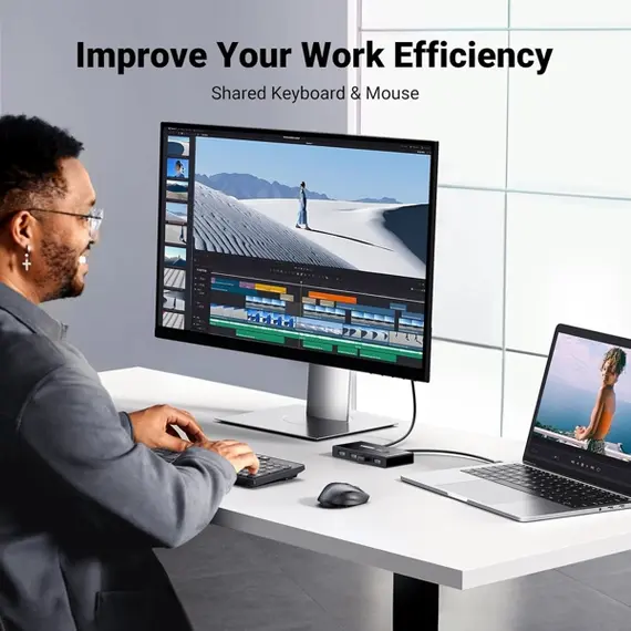 სვიჩი UGREEN US216 (30768), 2 In 4 Out USB 3.0 Sharing Switch Box, Black - Primestore.ge