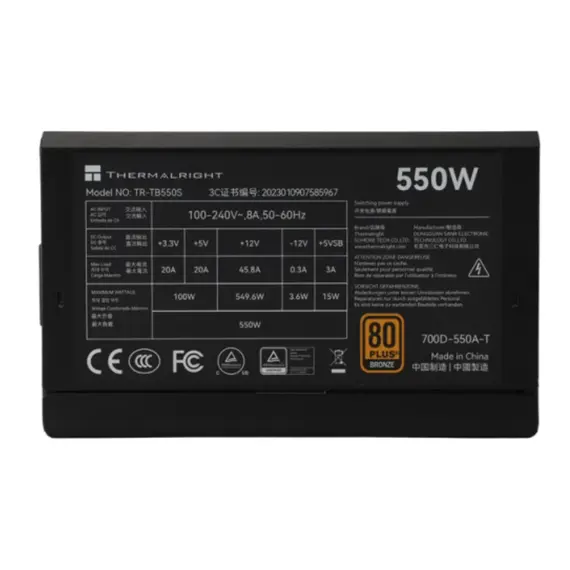 კვების ბლოკი THERMALRIGHT 550W 80 PLUS Bronze - TR-TB-550S - Primestore.ge