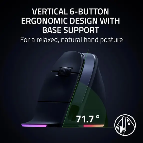 მაუსი Razer Mouse Pro Click V2, USB-A/WL/BT, Vertical Ed., white - Primestore.ge