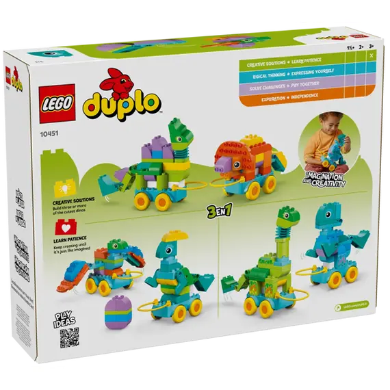 ლეგო LEGO Constructor DUPLO Town 3in1 Dinosaurs on Wheels  - Primestore.ge