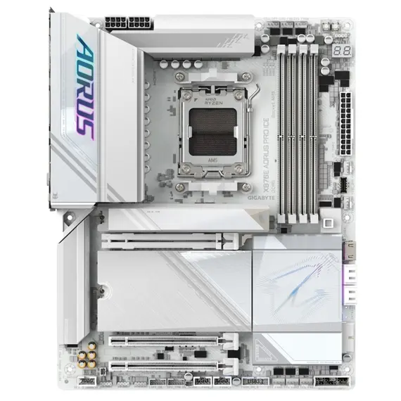 დედა დაფა GIGABYTE Motherboard X870E AORUS PRO ICE sAM5 X870 4xDDR5 M.2 HDMI Wi-Fi BT ATX - Primestore.ge