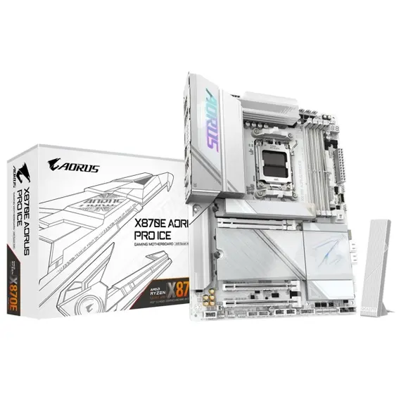 დედა დაფა GIGABYTE Motherboard X870E AORUS PRO ICE sAM5 X870 4xDDR5 M.2 HDMI Wi-Fi BT ATX - Primestore.ge