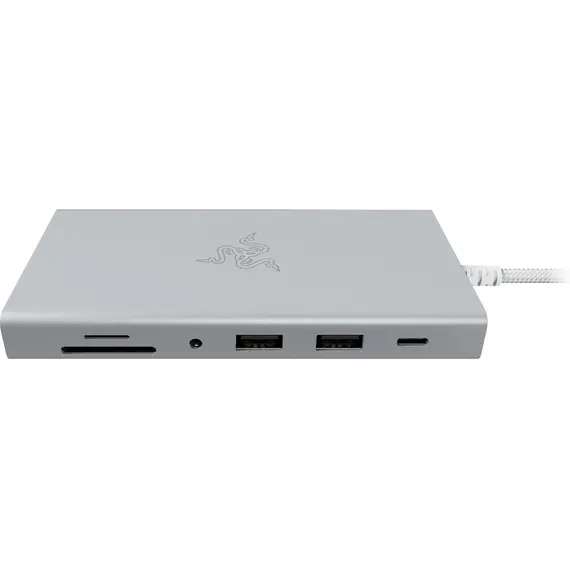 დოქ სადგური Razer Docking Station USB-C Dock, 11 Port, 7.1, mercury Edition - Primestore.ge