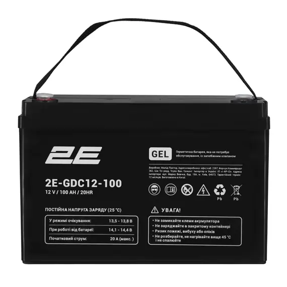 უწყვეტი კვების წყაროს ელემენტი 2E 2E-GDC12-100 GDC, 12V, 100Ah, GEL VRLA, Uninterruptible Power Supply Element, Black  - Primestore.ge