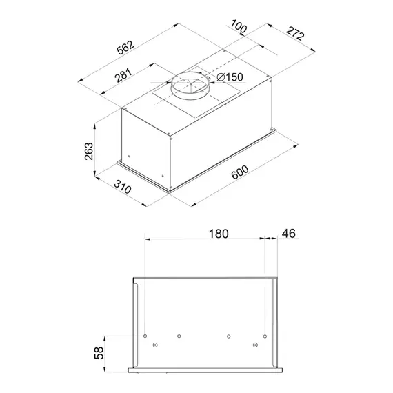 გამწოვი Hansa integrated, 60cm, 425m3h, black , 4 image - Primestore.ge