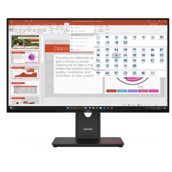მონიტორი Lenovo ThinkVision T27-40  Black 27"  (1920x1080), 16:9, 120Hz, 4ms, 178 / 178. HDMI, DP, VGA - Primestore.ge
