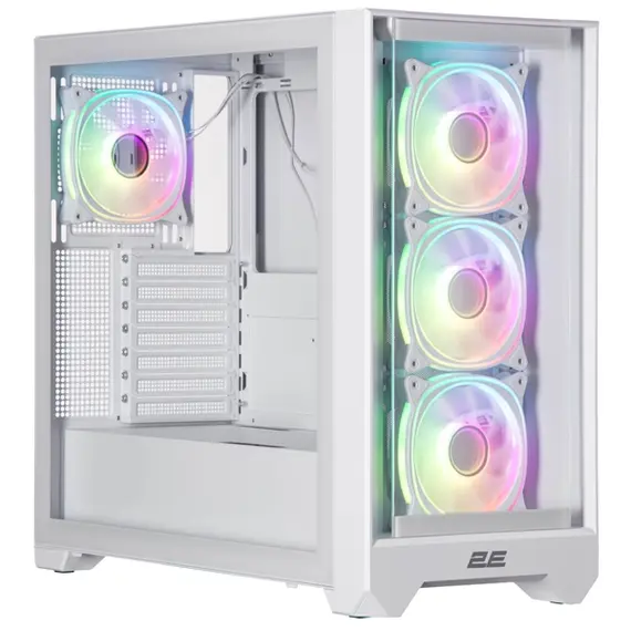 ქეისი 2E 2E-G2302W Dominator Pro, Computer Case, MidT, ATX, Mini-ITX, Micro-ATX, 2xUSB3.0, USBType-C, White - Primestore.ge