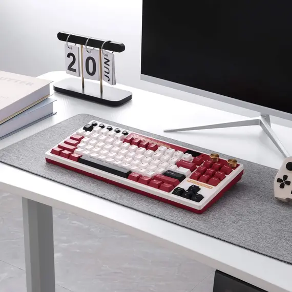 კლავიატურა Royal Kludge RK M87 RGB Mechanical Keyboard, Cream Switch, Hot Swappable, Wireless, Type-C, Bluetooth, 2.4GHz, Famicom , 5 image - Primestore.ge