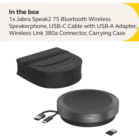 საკონფერენციო დინამიკი Jabra 2775-319 Speak2 75, Bluetooth, Portable USB Conference Speakerphone, Dark Grey , 4 image - Primestore.ge