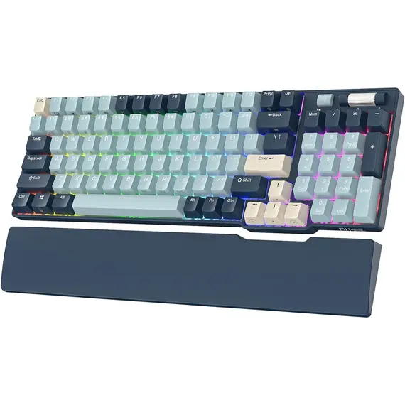 კლავიატურა Royal Kludge RK96 Mechanical Keyboard, Red switch, Hot Swappable, Wireless, USB Type-C, 2.4 GHz, Bluetooth, Forest Blue , 2 image - Primestore.ge