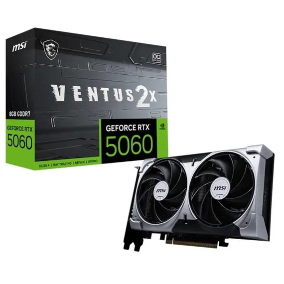 ვიდეო დაფა MSI 912-V537-002 VENTUS 2X OC, GeForce RTX5060, 8GB, 128bit, HDMI, DP, Silver - Primestore.ge