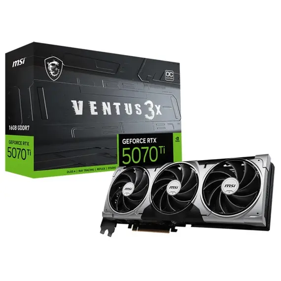 ვიდეო დაფა MSI 912-V531-445 VENTUS 3X OC, GeForce RTX5070 Ti, 16GB, 256bit, HDMI, DP, Silver - Primestore.ge