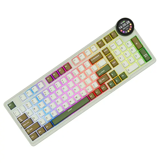 კლავიატურა Royal Kludge RK N99 RGB Mechanical Keyboard, Cream Switch, Hot Swappable, Wireless, USB, Bluetooth, 2.4GHz, Palm Green , 2 image - Primestore.ge