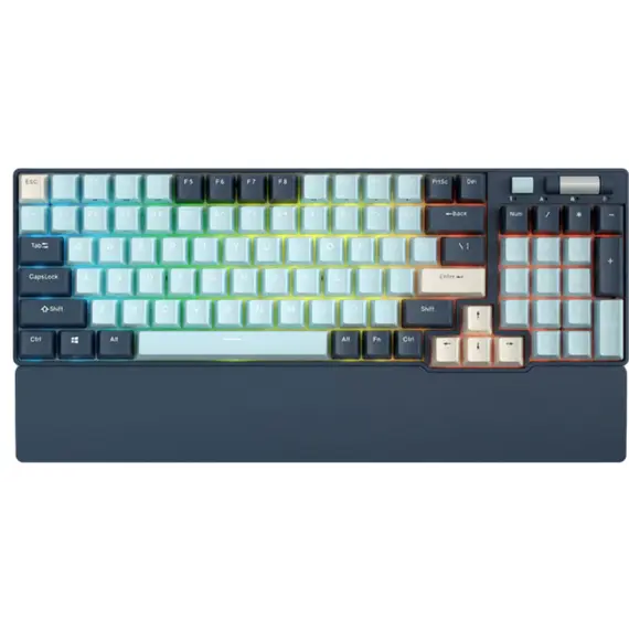 კლავიატურა Royal Kludge RK96 Mechanical Keyboard, Red switch, Hot Swappable, Wireless, USB Type-C, 2.4 GHz, Bluetooth, Forest Blue  - Primestore.ge