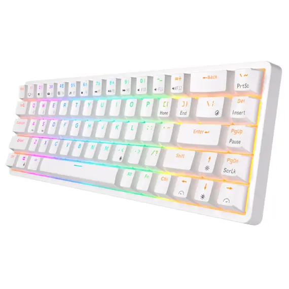 კლავიატურა Royal Kludge RK G68 RGB Mechanical Keyboard, Red switch, Hot Swappable, Wireless, USB Type-C, 2.4 GHz, Bluetooth, White , 2 image - Primestore.ge