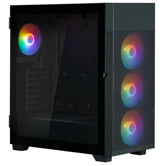 კომპიუტერის ქეისი Zalman PC case  S5 Neo without PSU, 1xUSB3.1, 1xUSB2.0, 4x120mm FRGB, VGA 390mm, LCS ready, TG Side Panel, ATX, black - Primestore.ge