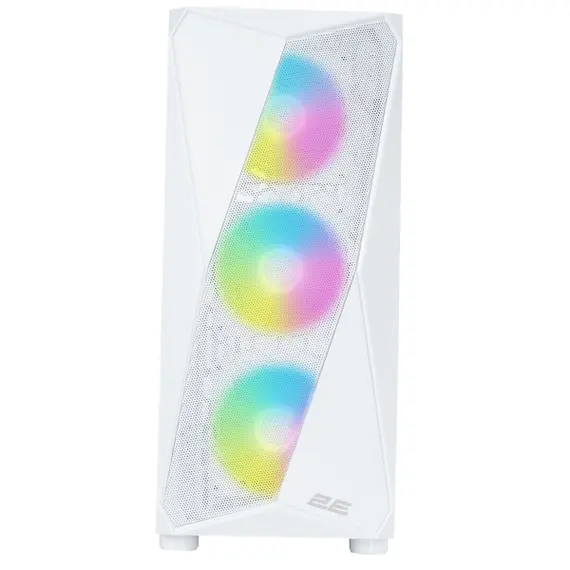 კომპიუტერის ქეისი 2E GAMING PC case Aruba G3313W, without PSU, 1xUSB3.0, 2xUSB2.0, 5x120mm ARGB, VGA 330mm, LCS ready, HUB, TG Side Panel, ATX, white - Primestore.ge