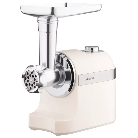 ხორცსაკეპი მანქანა Ardesto meat grinder, 1800W, 2kg/min, 3 cutting plates, sausages nozzle, plastik, beigе-silver  - Primestore.ge