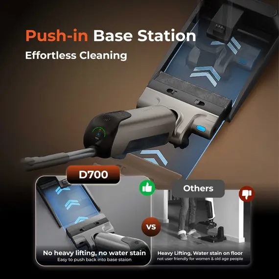 მტვერსასრუტი Uwant D700, 20,000Pa, 700ML, Wet And Dry Vacuum Cleaner With D-Shaped Rolling Brush, Grey , 6 image - Primestore.ge