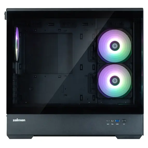 კომპიუტერის ქეისი Zalman Computer case P30 Black V2, without PSU, 1xUSB3.0, 1хUSB Type-C, 3x120mm ARGB, TG Front/Side Panel, mATX, Black - Primestore.ge